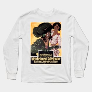 WEIN RESTAURANT VOLKSTHEATER 1908 by Josef R. Witzel German Art Poster Long Sleeve T-Shirt